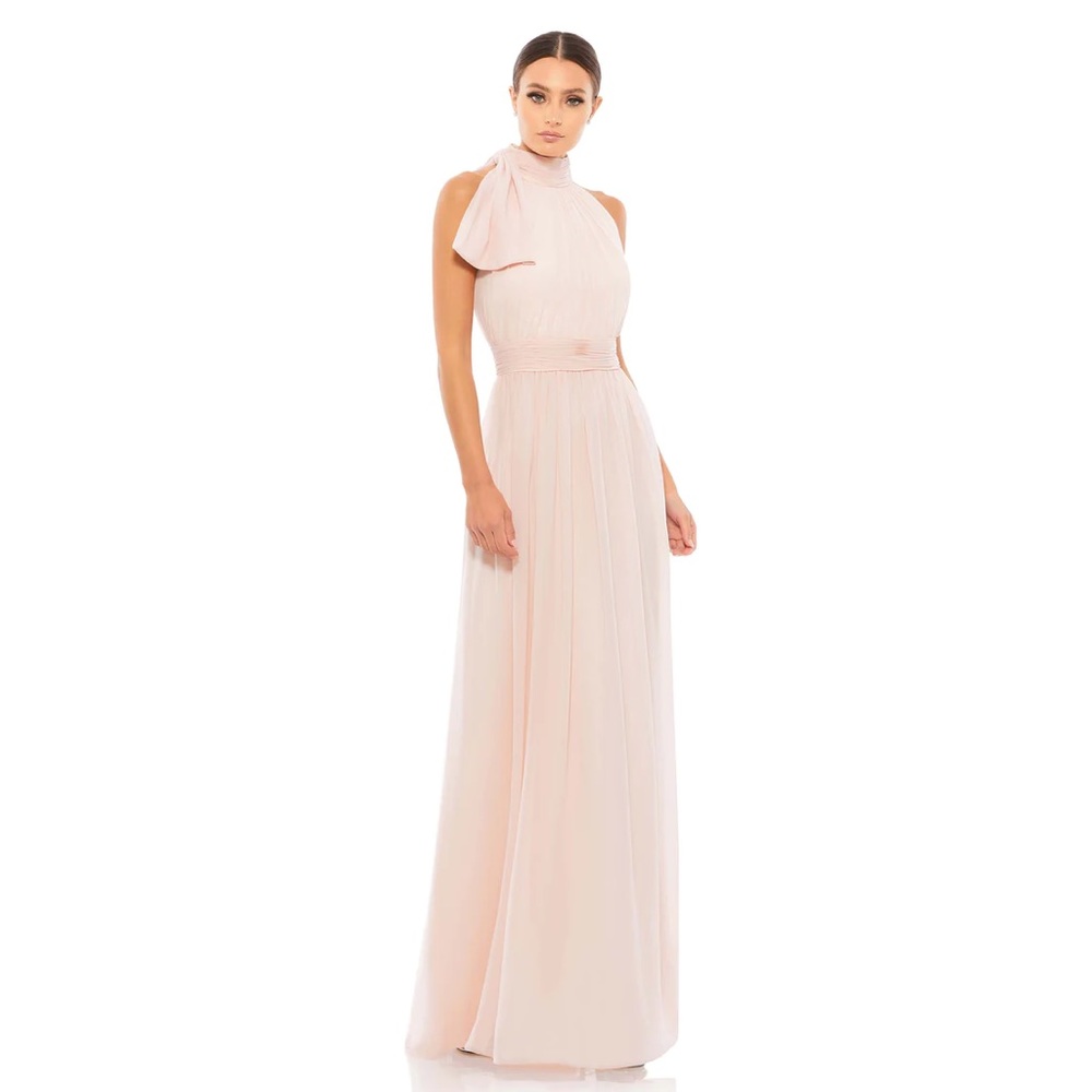 Brand New size 2 HIGH NECK CHIFFON GOWN in color Blush - Irene Mac Duggal 55035